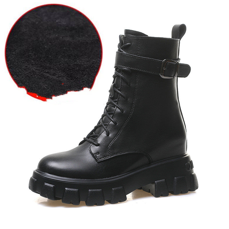 Lace-Up Platform Martin Boots with Increased Height