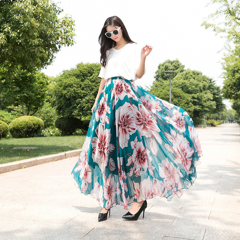 Chiffon Long Skirt with Big Swing Design