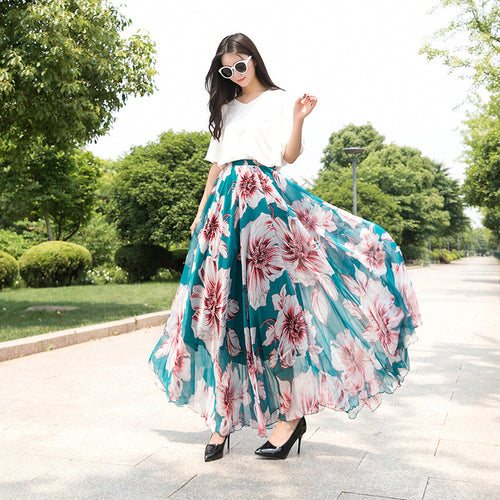 Chiffon Long Skirt with Big Swing Design