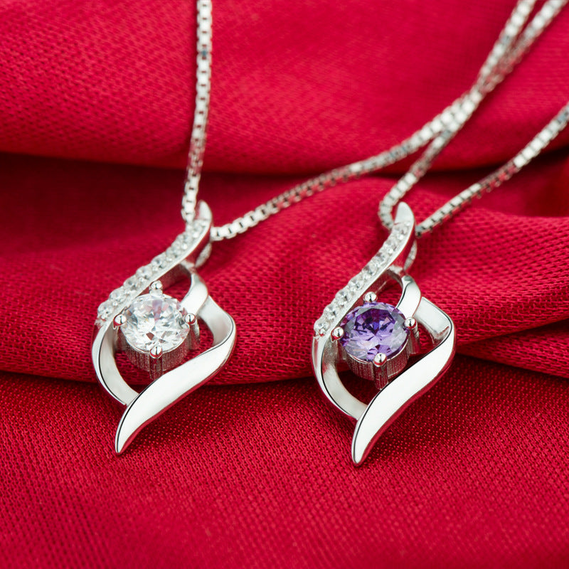 Zircon Pendant with S925 Sterling Silver Necklace