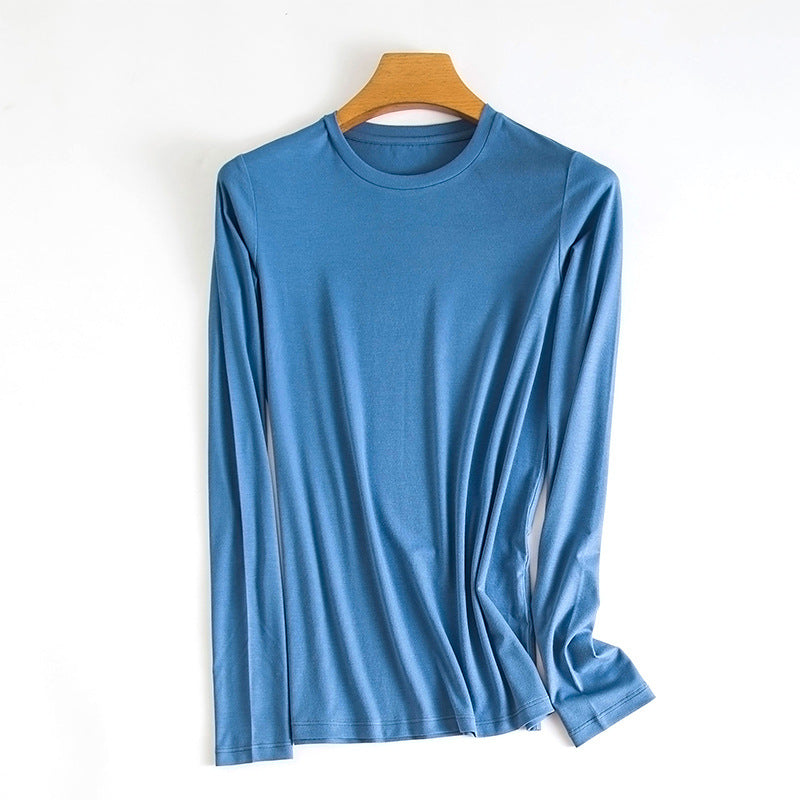Women's Solid Color Round Neck Mask Bottoming Shirt
