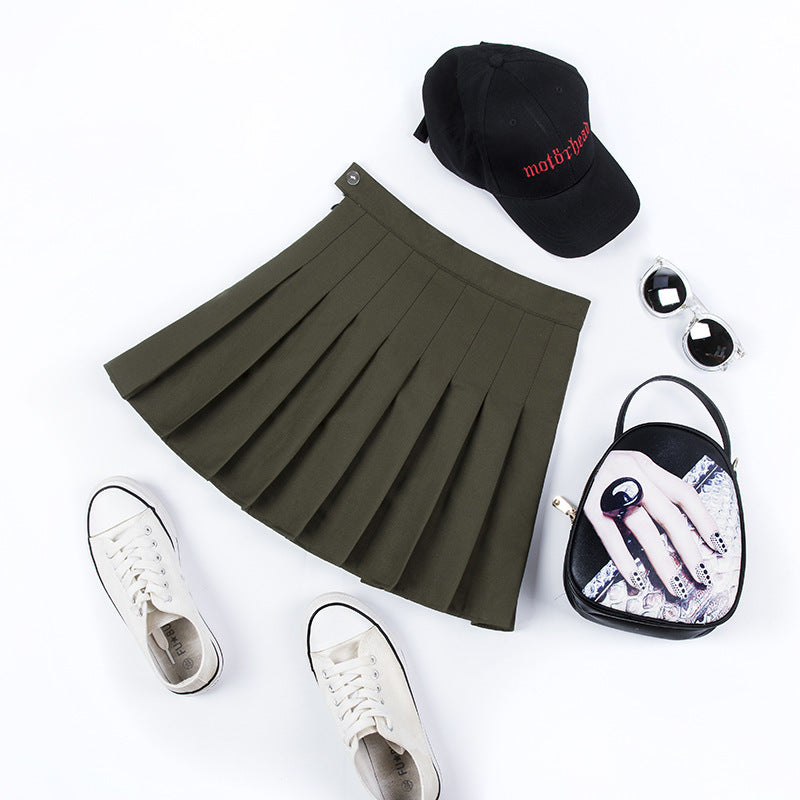 Purple Pleated High-Waist A-Line Summer Skirt