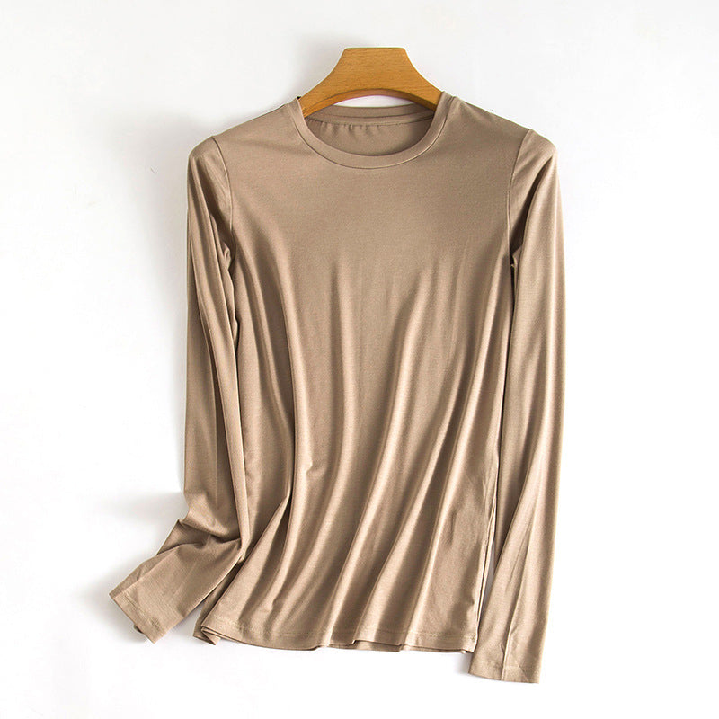 Women's Solid Color Round Neck Mask Bottoming Shirt