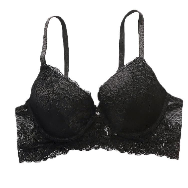 Ultra-thin Black Lace Women's Underwear for Small Breasts