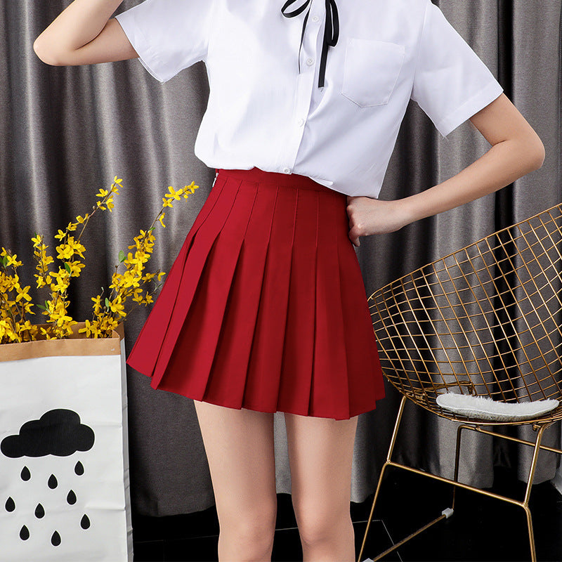 Purple Pleated High-Waist A-Line Summer Skirt