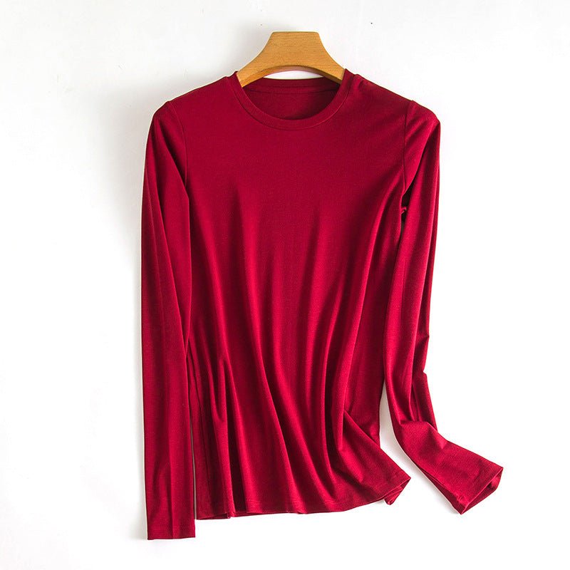 Women's Solid Color Round Neck Mask Bottoming Shirt