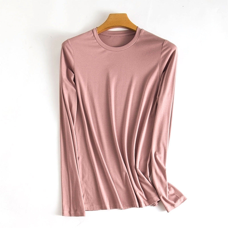 Women's Solid Color Round Neck Mask Bottoming Shirt