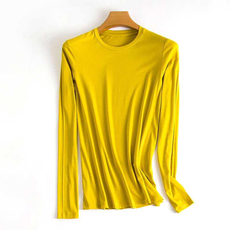 Women's Solid Color Round Neck Mask Bottoming Shirt