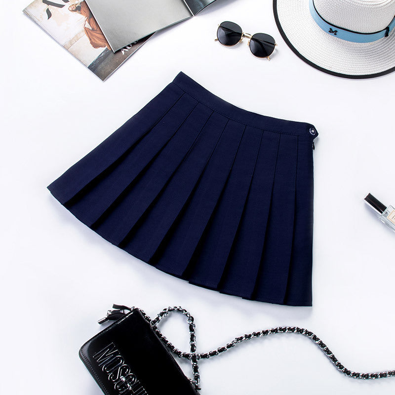 Purple Pleated High-Waist A-Line Summer Skirt