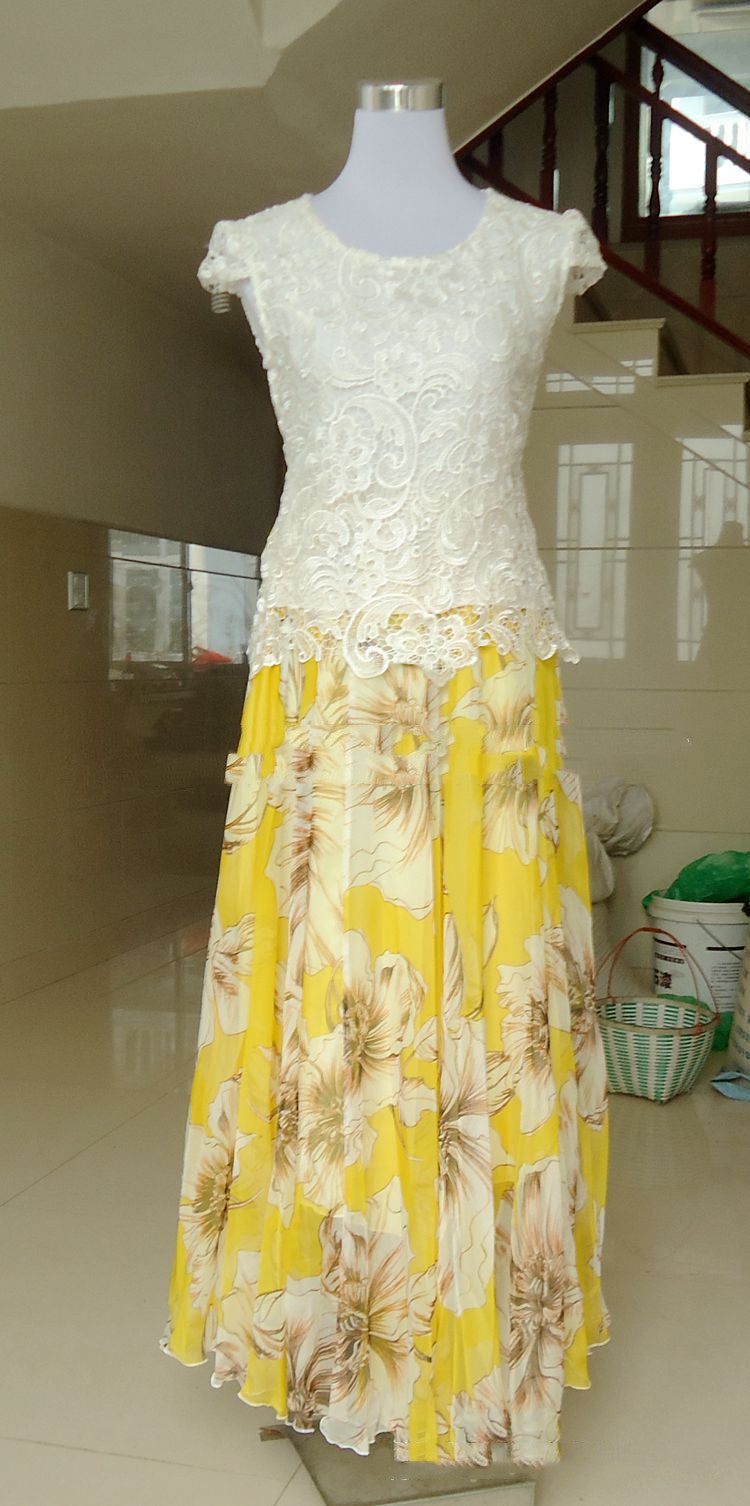 Chiffon Long Skirt with Big Swing Design