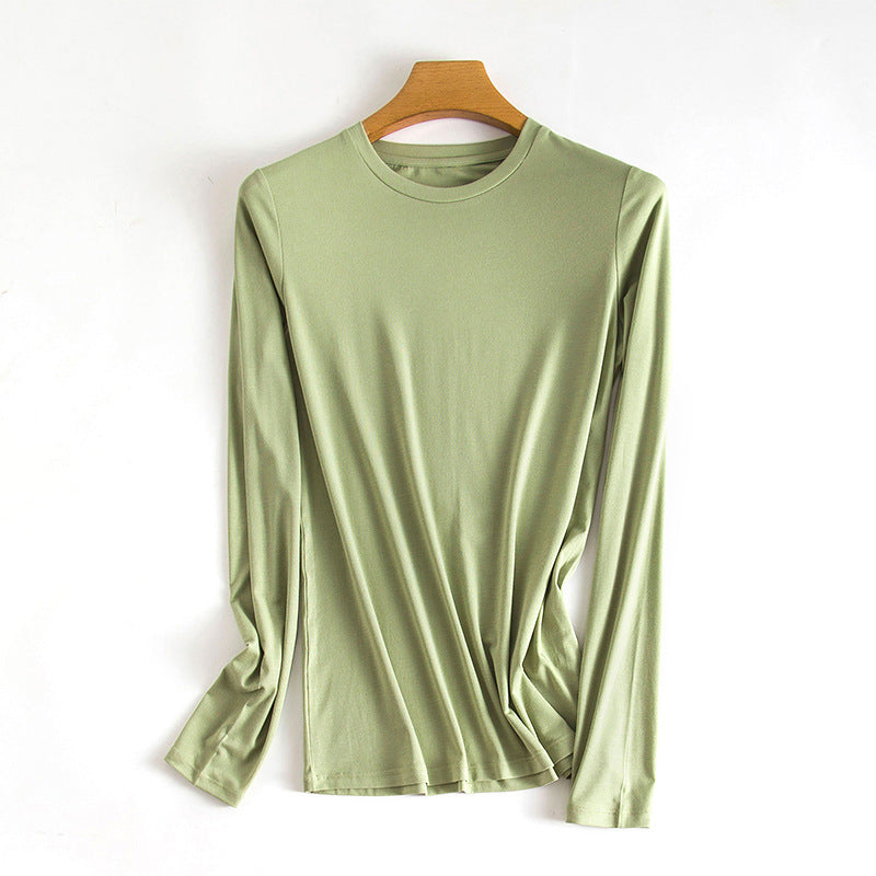Women's Solid Color Round Neck Mask Bottoming Shirt