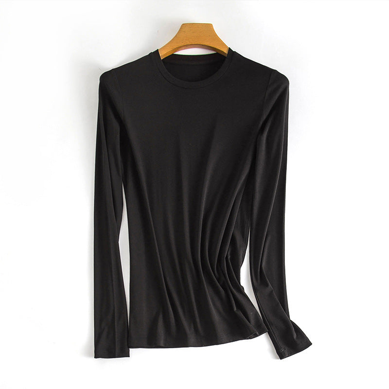 Women's Solid Color Round Neck Mask Bottoming Shirt
